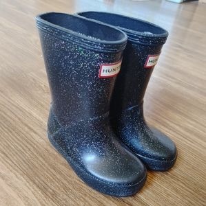 Black Glitter Toddler Hunter Boots 7